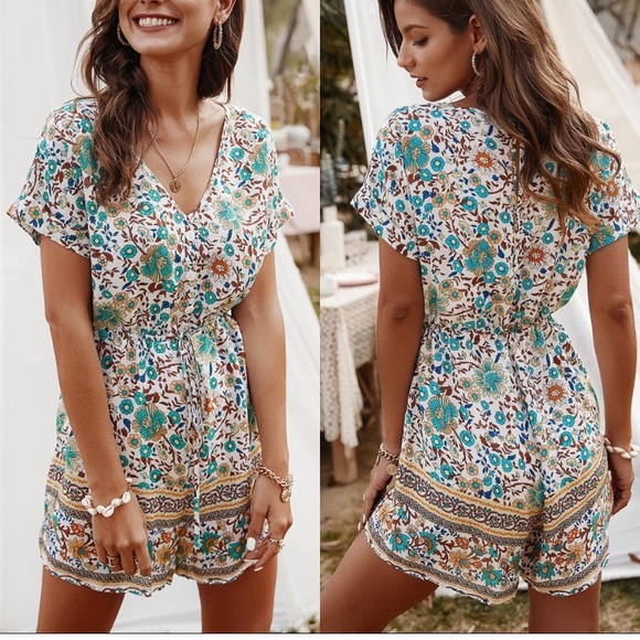 Pants - Ivory Floral Romper